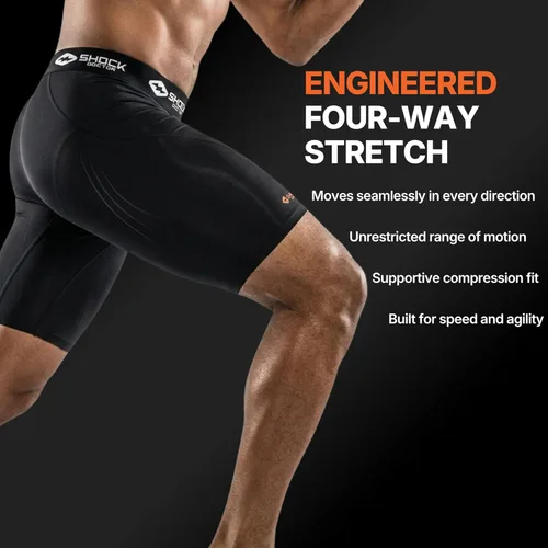 Miniatura 9 de Shock Doctor Compression Shorts with Protective Bio-Flex Cup, Moisture Wicking Vented Protection - Adult