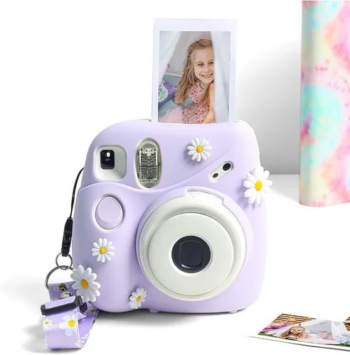 Miniatura 3 de Rieibi Mini 7+ Funda de silicona para cámara instantánea Fujifilm Mini 7 Plus - Funda de nueva versión con correa de hombro extraíble - Morado