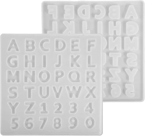 2 moldes de silicona para letras, moldes de silicona semitransparentes con letras reutilizables flexibles y reutilizables, moldes de joyería de