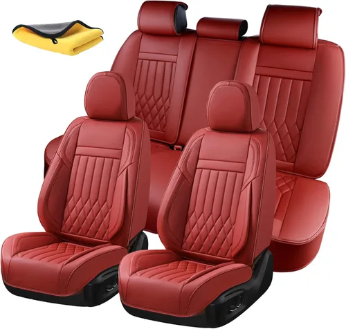 Miniatura 19 de Juego completo de fundas de asiento de automóvil de cuero napa impermeables y transpirables de 2 plazas, aptas para asientos delanteros