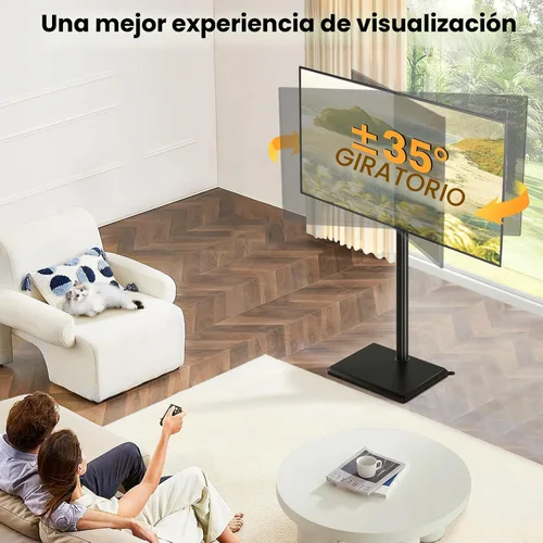 Miniatura 4 de TVON Soporte de piso para TV con soporte para la mayoría de las pantallas planas/curvas de 32 a 60 pulgadas hasta 88 libras, soporte de TV ajustable