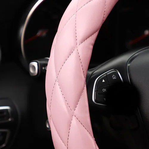 Miniatura 4 de YHONGJT Funda de cuero de microfibra suave para volante, universal de 15 pulgadas para mujeres y niñas, apta para vehículos, sedanes, SUV