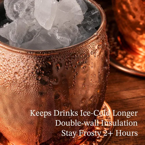 Miniatura 6 de KITESSENSU 16-PC All-in-One Moscow Mule Mugs Set, 17 oz Hammered Copper Mule Mugs Kit with Straws, Coasters, 20/40ml Jigger, Opener and Stirrer