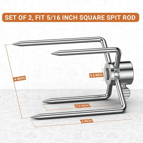 Miniatura 3 de Onlyfire 6004 Tenedores de carne asador para parrilla (1 par) - Se adapta a varillas de asador cuadradas de 5/16 pulgadas