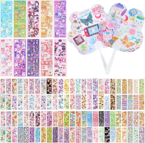 Calcomanías coreanas para tarjetas fotográficas kpop, decoración de libros, estéticas, purpurina, diseño animal, autoadhesivas,manualidades, álbumes
