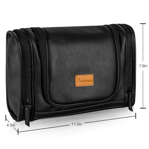 Miniatura 2 de MIRASON Neceser de viaje, bolsa de aseo colgante para hombres, bolsa de ducha de viaje de cuero para artículos de tocador, bolsa de baño con gancho