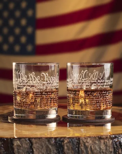 Miniatura 4 de Constitution Of The United States - Vaso de whisky a la antigua usanza, regalo patriótico We The People American USA - 10 oz - Fabricado en Estados