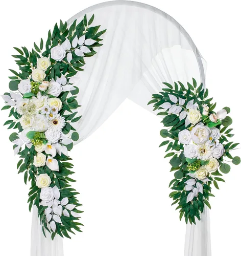 Miniatura 29 de Lisuun Flores de arco de boda, flores artificiales para decoración, guirnalda de flores grandes para estilos bohemios, decoración floral