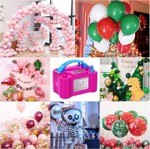 Miniatura 6 de Growsun Bomba Eléctrica de Globos Inflador de Aire Portátil Automático de Doble Boquilla Soplador de Globos 110V 600W para Cumpleaños Baby Shower