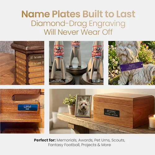 Miniatura 3 de Placas de identificación personalizadas, placa grabada de latón macizo, aluminio grabado/grabado, etiqueta de identificación con adhesivo, agujeros