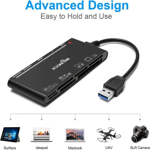 Miniatura 4 de Lector de tarjetas SD USB 3.0, lector de tarjetas de memoria múltiple 7 en 1 para SD SDXC SDHC Micro SD CF MS MMC cámara de memoria Lector