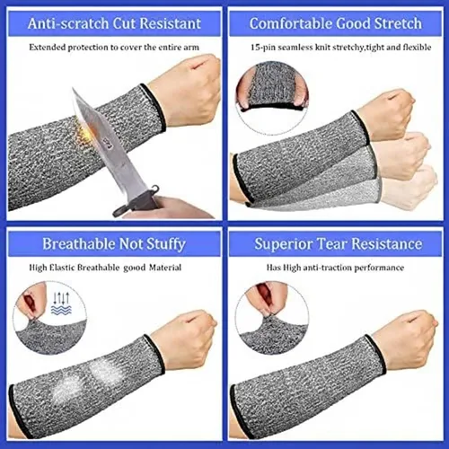 3 pares de protectores de brazo para piel delgada y moretones, manga de antebrazo resistente a cortes, manga de protección contra quemaduras de Gris