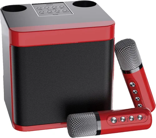 Miniatura 9 de Mini máquina de karaoke para adultos y niños, altavoz portátil de karaoke Bluetooth para TV, con 2 micrófonos inalámbricos, sistema de altavoces PA