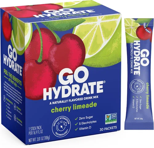 GoHydrate - Paquetes de electrolitos bajos en sodio en polvo sin azúcar - Mezcla de bebida diaria de hidratación instantánea - Paquetes individuales