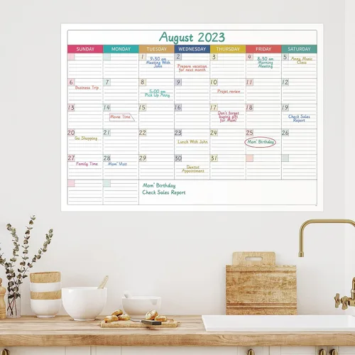 Miniatura 8 de Calendario grande de borrado en seco para pared, calendario de borrado en seco sin fecha, calendarios laminados borrables para pared con 8