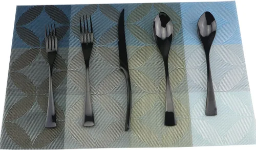 Juego de cubiertos de acero inoxidable 18/10, cubiertos de cocina, juego de utensilios de cocina, cuchillo para carne, negro pulido espejo, juego de