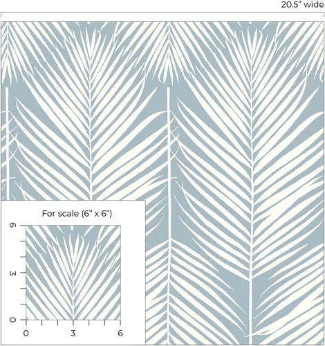 Miniatura 6 de Palm Silhouette Coastal Papel pintado prepegado (azul claro)