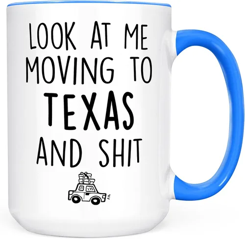 Miniatura 7 de Sweet & Salty Taza con texto en inglés «Look at Me Moving to Texas», regalos de bienvenida a Texas, regalo divertido para amigos que se mudan fuera