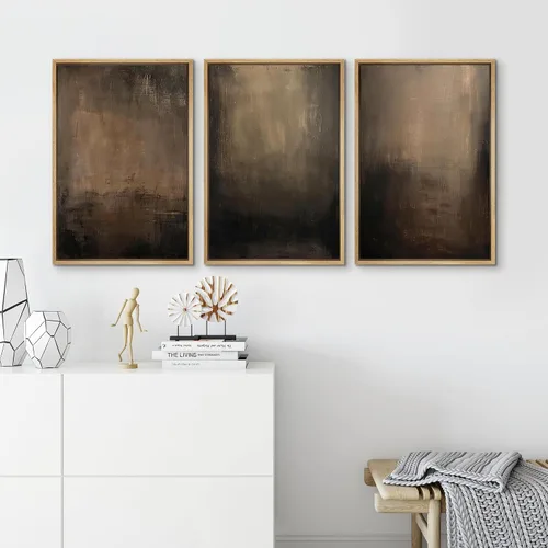 Miniatura 4 de SIGNFORD Impresión en Lienzo Enmarcado Conjunto de Arte de Pared Arte Abstracto Terroso en Tonos Marrón Profundo y Beige Arte Moderno Decorativo
