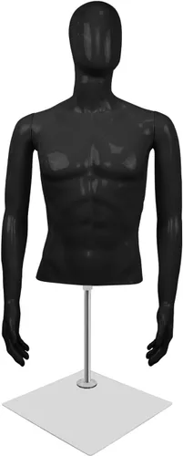 Miniatura 10 de 2 piezas de maniquí femenino negro Torso altura ajustable brazos desmontables vestido forma exhibición w/metal soporte