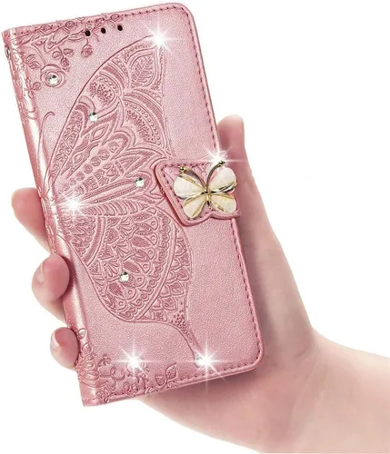Miniatura 6 de Funda tipo cartera para Google Pixel 8 con purpurina de cristal brillante con soporte para tarjetas, funda de cuero con tapa para teléfono, funda