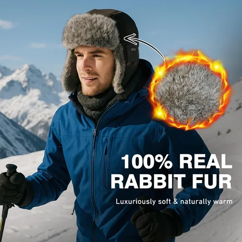 Miniatura 9 de Comhats Gran XL Trapper Trooper Caza Cálido Oído Solapa Rusia Ushanka Invierno Esquí Clima Frío Bombardero Sombreros para Hombres