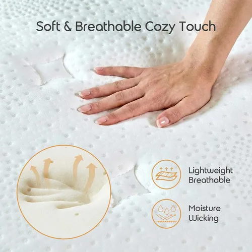 Miniatura 5 de Colchón individual de 12 pulgadas, espuma viscoelástica de gel híbrido de firmeza media y bobinas envueltas individualmente, aislamiento