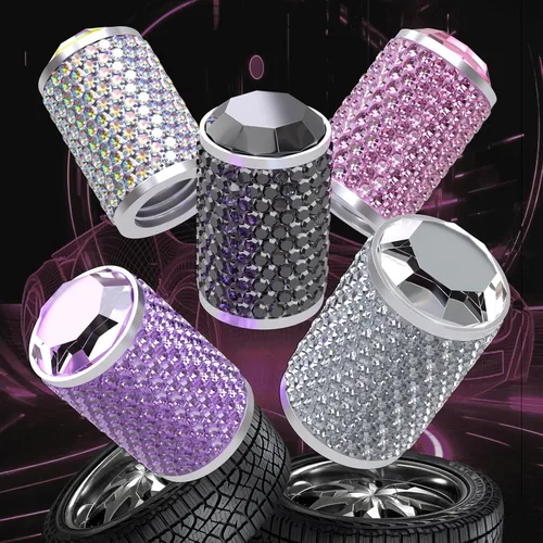 Miniatura 7 de 4 piezas de tapas de vástago de válvula de neumático de coche, tapa de aire de neumático brillante para coche, cubiertas de vástago universales