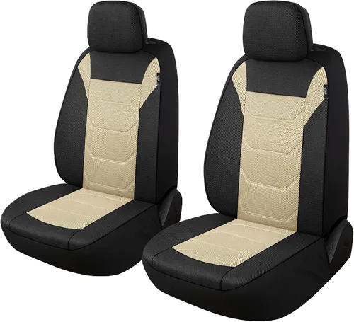 Miniatura 14 de Pariiaotin Juego completo de fundas de asiento de automóvil de malla de aire 3D, lavables y transpirables, tela premium, fundas de asiento de Negro