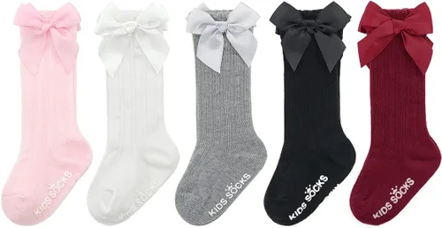 Miniatura 7 de Century Star Baby Girls Bow Knee High Socks Toddlers Ruffled Tube Socks Infant Long Stockings