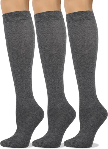 Miniatura 8 de COTTON DAY Calcetines de algodón peinado suave para mujer, largos hasta la pantorrilla, con puntera sin costuras, negro, blanco, gris, azul marino