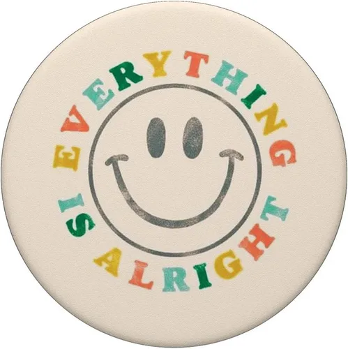 Miniatura 3 de Feliz cita positiva preppy estética beige sonrisa cara PopSockets Standard PopGrip