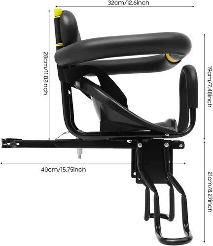 Miniatura 2 de Front Mounted Kids Bike Seat, Detachable Guardrail & Foot Pedals, Child Bicycle Seat for 1-5 Years, Toddler Safety MTB Bike Seat Compatible with