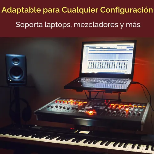 Miniatura 5 de Pyle PLPTS38 dispositivo universal dual de soporte para portátil, equipos de sonido estación de trabajo para mezclado de DJs