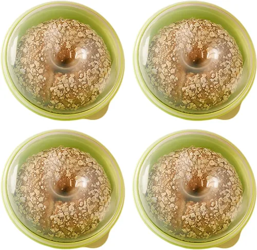 Paquete de 4 recipientes para donas frescas, protector hermético para almacenamiento de bagel, soporte portátil para pan para organización de cocina