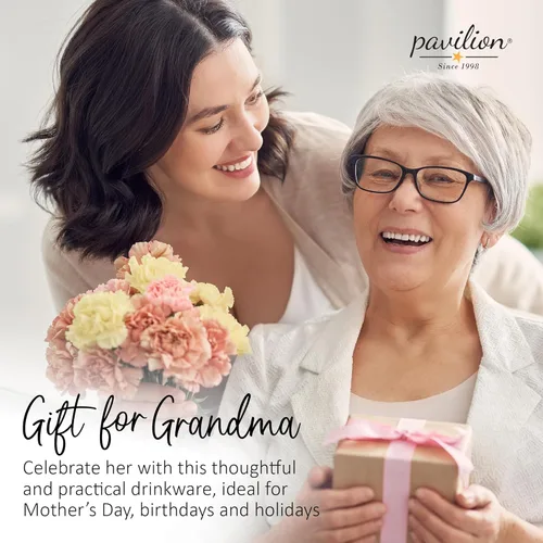 Miniatura 6 de Pavilion Grandma - Taza de café de gres para abuelas con etiqueta de corazón, ideal para uso diario con diseño de texto "Grandma", compatible