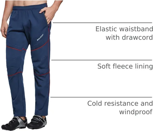 Miniatura 17 de baleaf Pantalones de forro polar para hombre, pantalones de ciclismo de invierno, ropa de bicicleta de montaña, equipo térmico para correr en clima