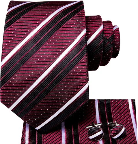 Miniatura 217 de Hi-Tie Corbatas de seda para hombre, diseño de cachemira a rayas, con bolsillo, gemelos cuadrados, conjunto formal de negocios