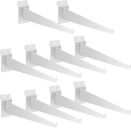 Miniatura 11 de Oudain Soporte de estante de listones de 12" con labio, soportes de pared de listones resistentes, accesorios de pared de listones flotantes en Negro