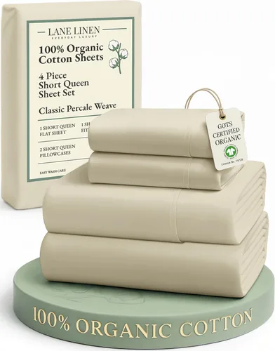 Miniatura 122 de LANE LINEN Sábanas 100% algodón orgánico para cama tamaño King, sábanas de percal suave, transpirables, de lujo, estilo hotelero, lavables a 09