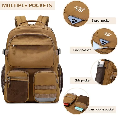 Miniatura 4 de Mochila para adolescentes, niñas, niños, resistente al agua con bolsillo para laptop de 15.6 pulgadas para viajes, escuela, universidad, Beige