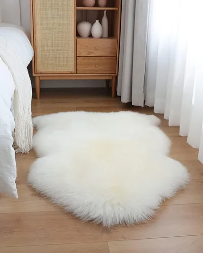 Miniatura 5 de HUAHOO Alfombra de oveja auténtica de alta calidad, piel de oveja australiana, esponjosa, de lujo, natural, de piel de cordero esponjosa