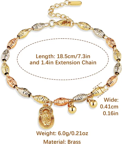 Miniatura 20 de HZMAN Pulsera de cruz con cuentas de rosario virgen de Guadalupe ajustable para mujer, regalo de joyería