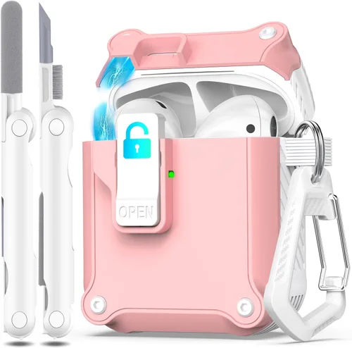 Miniatura 90 de R-fun - Funda para audífonos compatible con AirPods de 4.ª generación 2024, cubierta protectora de expulsión automática a prueba de caídas, puerto