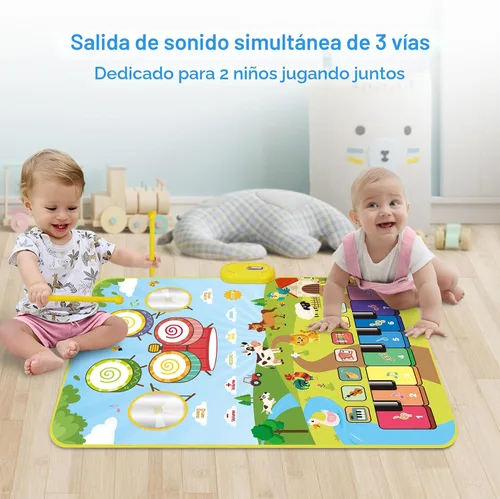 Miniatura 4 de FOKI Alfombrillas de piano, 3 en 1, tapete de juego musical de animales con piano y tambor para juguetes Montessori sensoriales de aprendizaje Agua