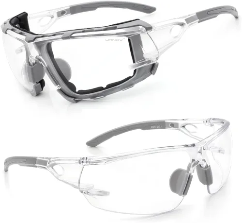Miniatura 8 de UKNOW Gafas de seguridad – Lentes envolventes antivaho – Junta de espuma extraíble – Anteojos protectores ANSI Z87.1 – Resistente a los impactos