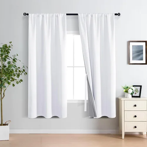 Miniatura 35 de XWZO Cortinas Opacas 100% Blancas - Cortinas de Bloqueo Total de Calor y Luz con Forro Negro para Dormitorio/Cuarto de Lavado, Paneles de Ventana