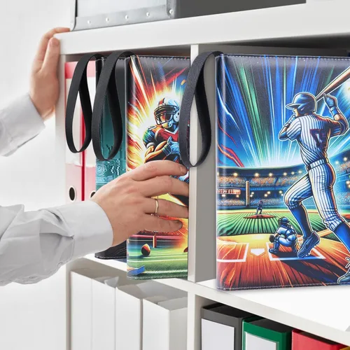 Miniatura 6 de Carpeta de tarjetas de béisbol de 900 bolsillos con mangas, 50 páginas extraíbles, 3 anillos con cremallera, álbum de tarjetas coleccionable