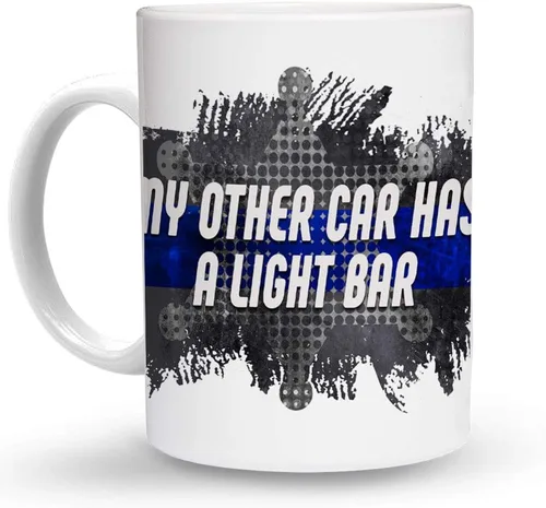 Makoroni - My OTHER CAR HAS A LIGHT BAR Police Cop Taza de café grande de cerámica de 15 oz Diseño # 12