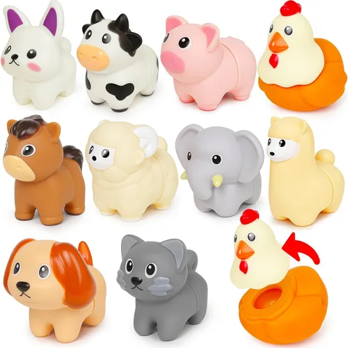 Montessori - Animales de granja para niños pequeños de 18 meses en adelante, educación temprana, figuras de animales para aprender motricidad fina,